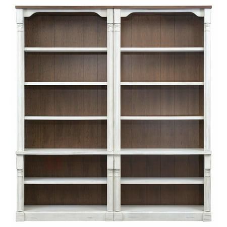 Martin Furniture Durham Two Rustic Open 8' Wood Bookcase, White