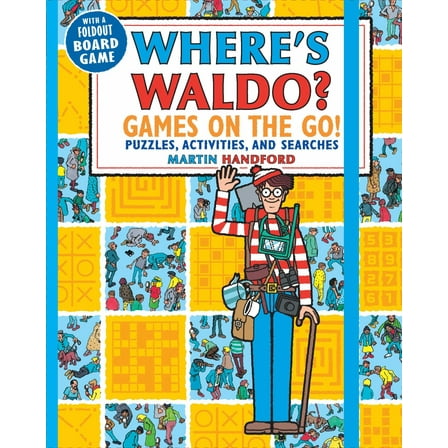 Where's Waldo? Games on the Go!: Puzzles, Activities, and Searches (a Compact, Travel-Size Hidden Object Activity Book with Mazes, Memory Games, Spot-The-Difference Challenges, and More) (Hardcover)