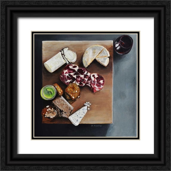 Martin, Heidi 26x26 Black Ornate Wood Framed with Double Matting Museum Art Print Titled - Cheese Please