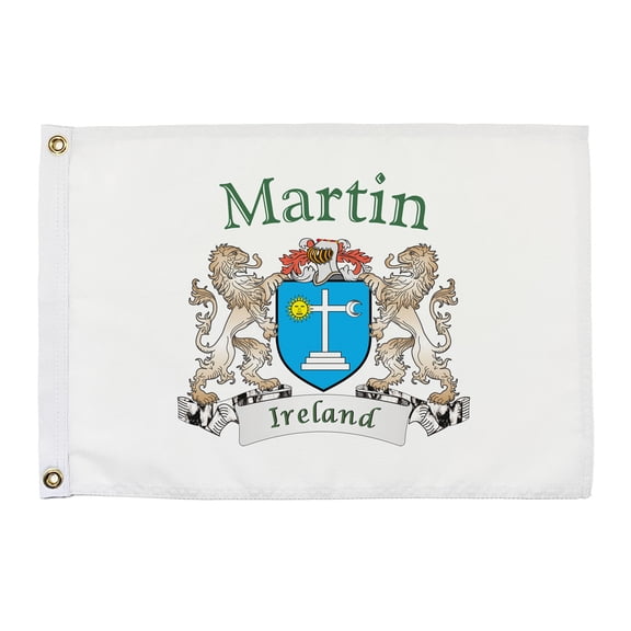 Martin Irish Coat of Arms Small White Flag - 16"x10.5" inches