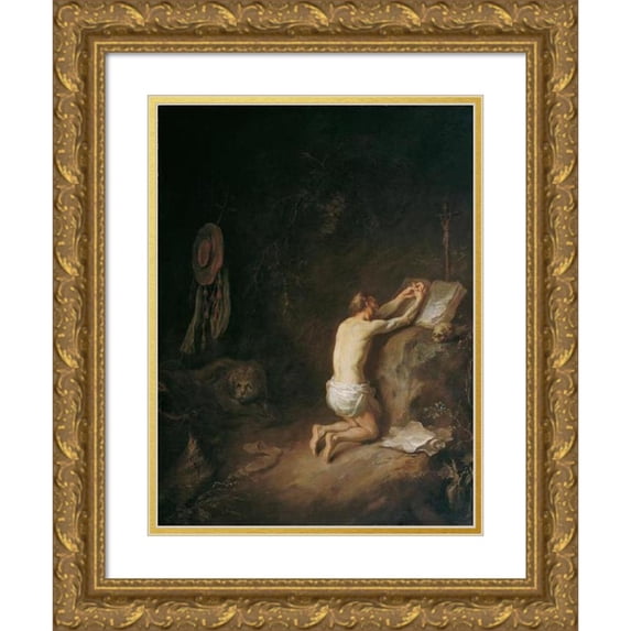 Martin Johann Schmidt 15x18 Gold Ornate Wood Frame and Double Matted Museum Art Print Titled - Saint Jerome (1765)