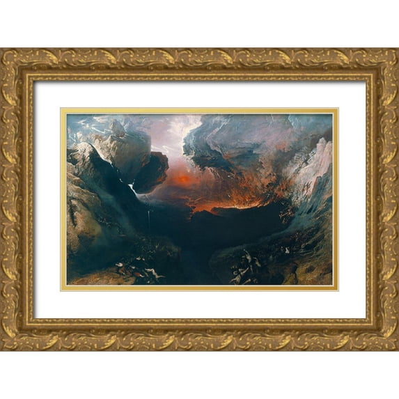 Martin, John 32x22 Gold Ornate Wood Framed with Double Matting Museum Art Print Titled - The Great Day of His Wrath