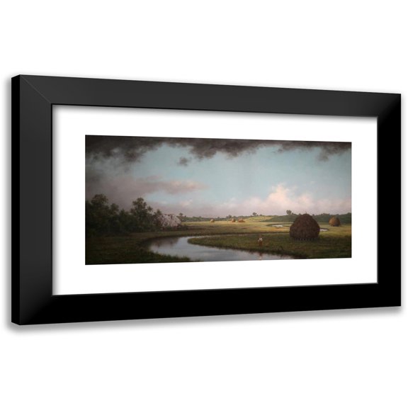 Martin Johnson Heade 14x9 Black Modern Framed Museum Art Print Titled - Newburryport Marshes, Approaching Storm (C. 1871)