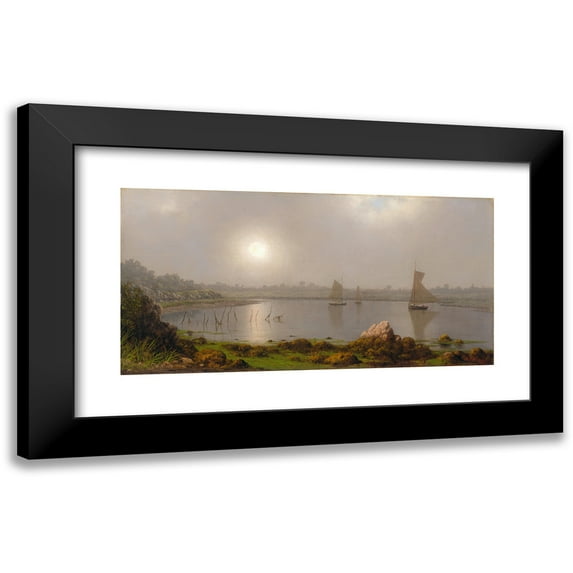 Martin Johnson Heade 14x9 Black Modern Framed Museum Art Print Titled - York Harbor, Coast of Maine (1877)