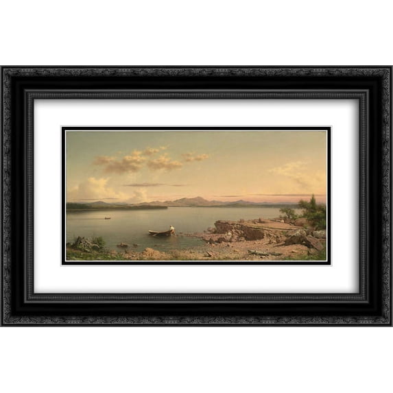 Martin Johnson Heade 2x Matted 24x16 Black Ornate Framed Art Print 'Lake George'