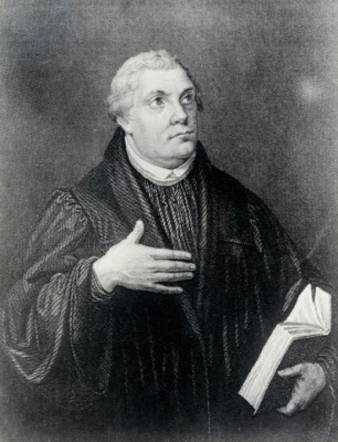 Martin Luther Founder of Protestantism Engraving after painting by Lucas Cranach the Elder (1472-1553 German) Canvas Art - Lucas Cranach (18 x 24)