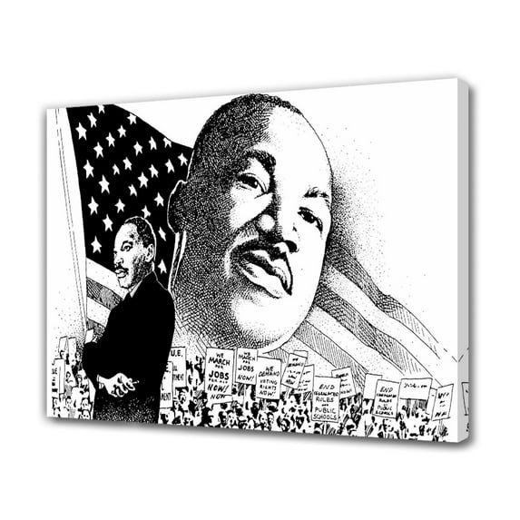 Martin Luther King Day Canvas Poster Bedroom Decor Sports Landscape Office Room Decor Gift,Frame-style,08x12inch(20x30cm)