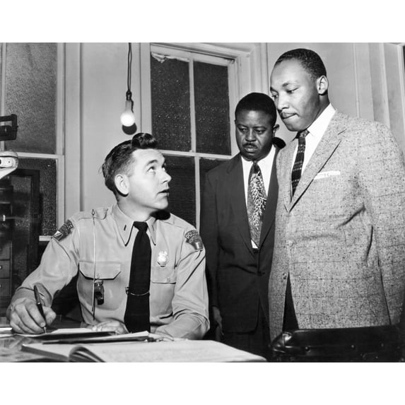 Martin Luther King Jr. N(1929-1968). American Cleric And Civil Rights Leader. King Being Booked By Lieutenant
