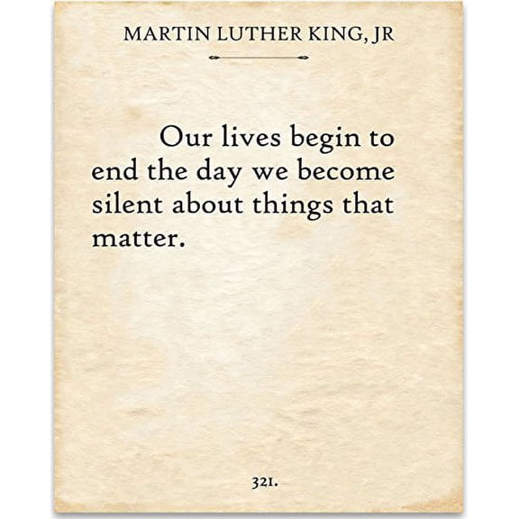 Martin Luther King Jr - Our Lives Begin - 11x14 Unframed Typography Book Page Print - Great Gift for Book Lovers