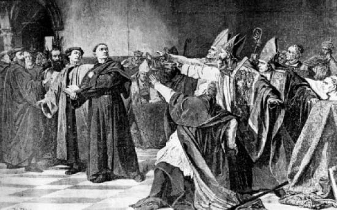 Martin Luther The Great Reformator Luther accused by clergy at the Diet of Worms 1521 Canvas Art - (24 x 36)