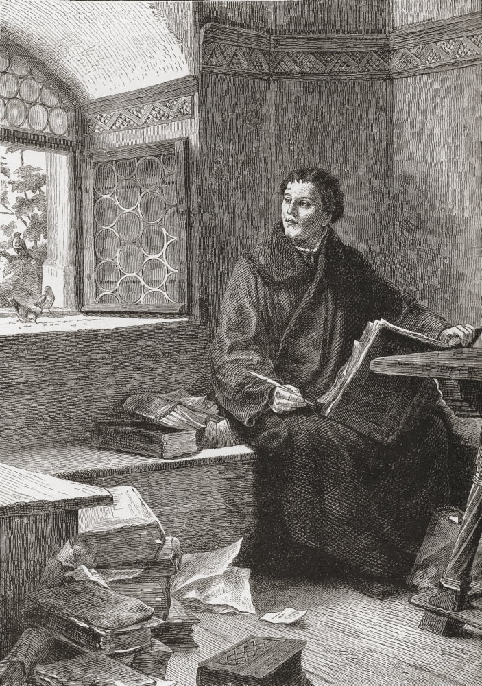 Martin Luther Translating The Bible At Wartburg Castle Germany In 1521 Martin Luther 1483 Canvas Art - Ken Welsh Design Pics (13 x 18)