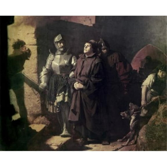 Martin Luthers Arrival in Wartburg Freidrich Paul Thumann 1834-1903 German Poster Print - 18 x 24 in.