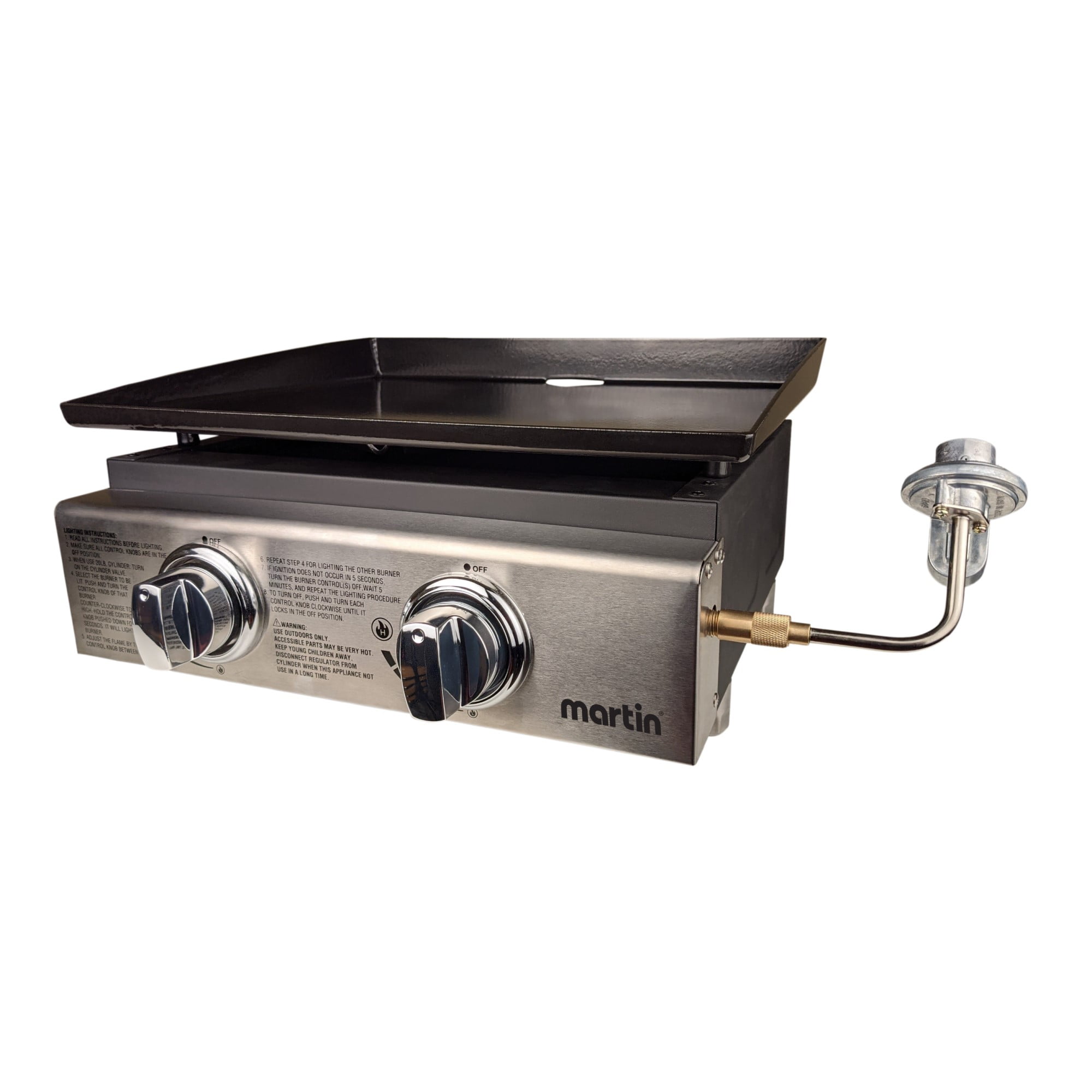 Martin MGP22 Tabletop Propane Griddle 2Burner Portable Flat Top Grill, Gas Plancha BBQ for