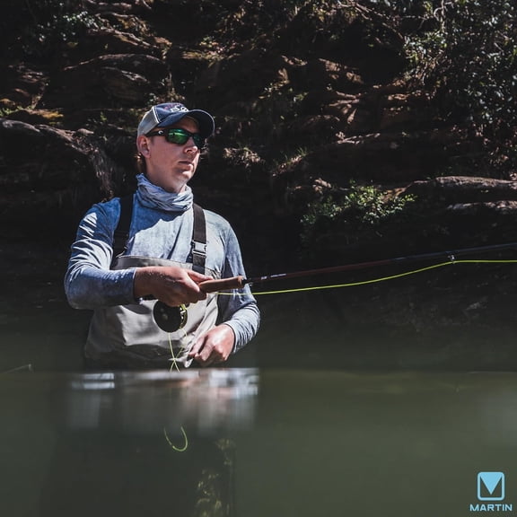 Martin Model 67R Fly Fishing Reel, Single Action, Metal Click Drag, Aluminum Construction, Line Guides, 6-Weight Floating Fly Line, Interchangeable Retrieve, Push-Button Release, Brown/Silver