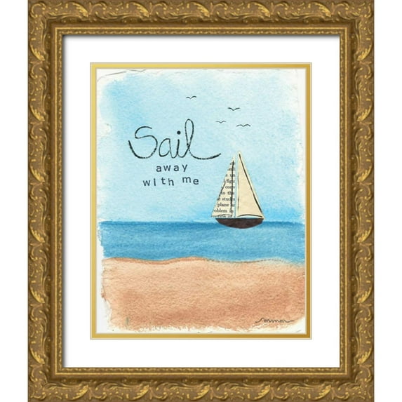 Martin, Monica 12x14 Gold Ornate Wood Framed with Double Matting Museum Art Print Titled - Sail Away