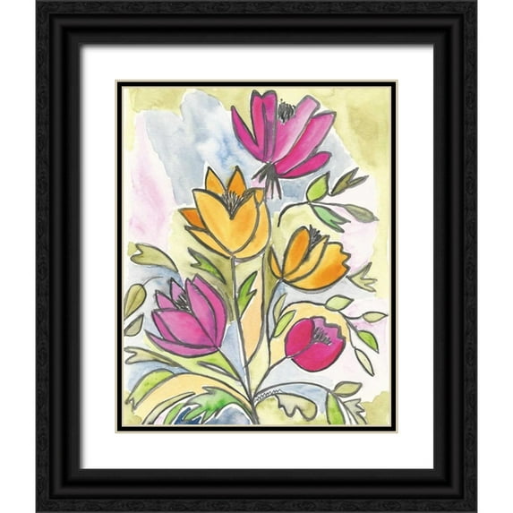 Martin, Monica 26x32 Black Ornate Wood Framed with Double Matting Museum Art Print Titled - Summer Bouquet