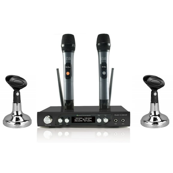 Martin Ranger U3300BT UHF Wireless Microphone System with Built-In Digital Mixer, Two Desk Stands