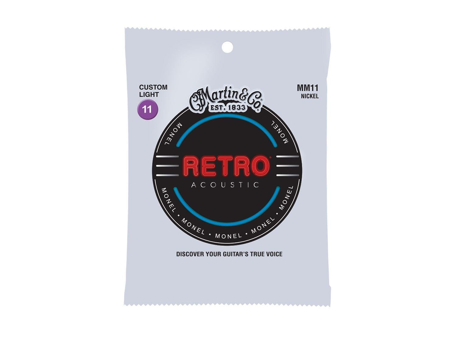 Martin Retro Acoustic MM11 CustomLightGauge Guitar Strings, Monel