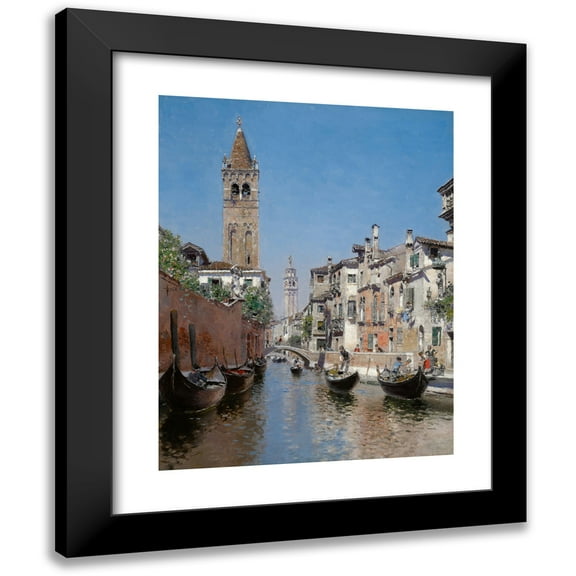 Martin Rico y Ortega 12x14 Black Modern Framed Museum Art Print Titled - Rio Di San Barnaba, Venice