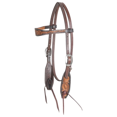 Martin Saddlery Floral Tooled Dyed Edged Browband Headst