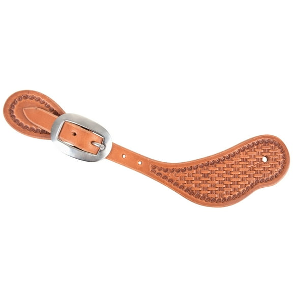 Martin Saddlery Men's Basket Stamped Leather Spur Straps - Skirting Leather & Stainless Steel - Multiple Sizes