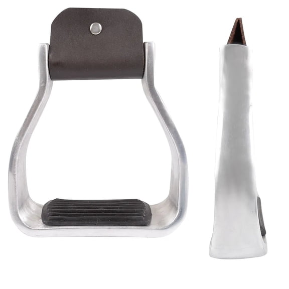 Martin Saddlery Aluminum Extra Wide Horse Riding Stirrups - Rubber Tread, 2" Deep Footbed, Pair