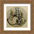 thumbnail image 1 of Martin Schongauer 2x Matted 20x20 Gold Ornate Framed Art Print 'Wild woman with shield ', 1 of 2