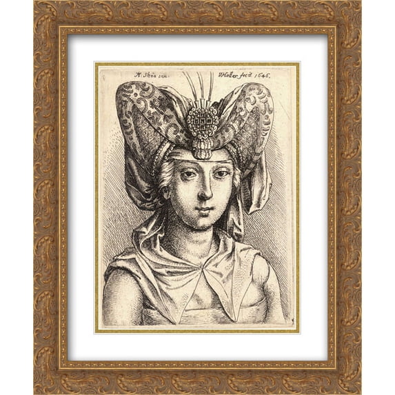 Martin Schongauer 2x Matted 20x24 Gold Ornate Framed Art Print 'Woman with a turban'