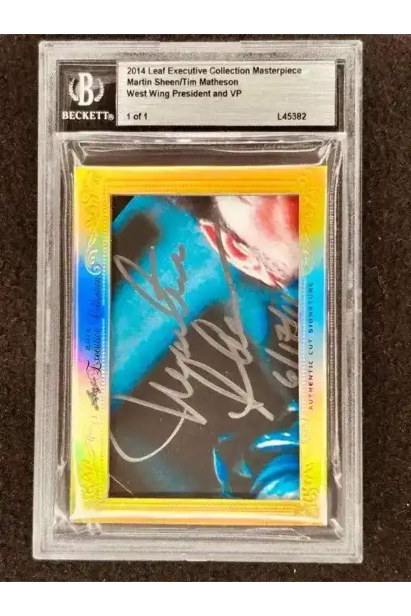 Martin Sheen Tim Matheson 2014 Leaf Masterpiece Cut Signature card 1/1 West Wing