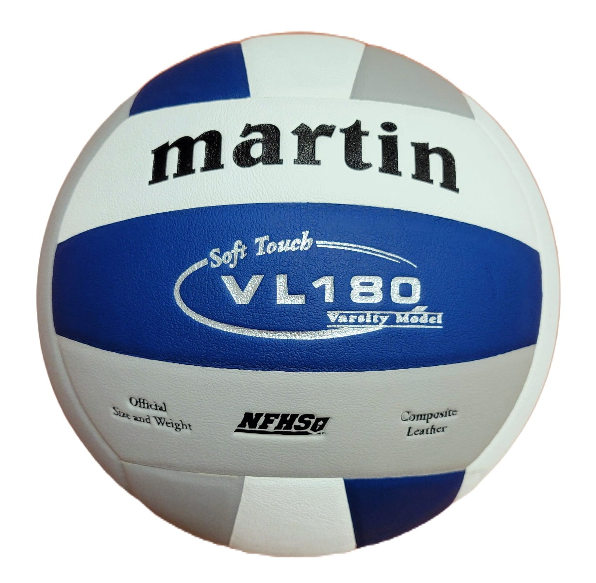 Martin Soft Touch Composite Leather Official Size Volleyball | White/Blue/Grey