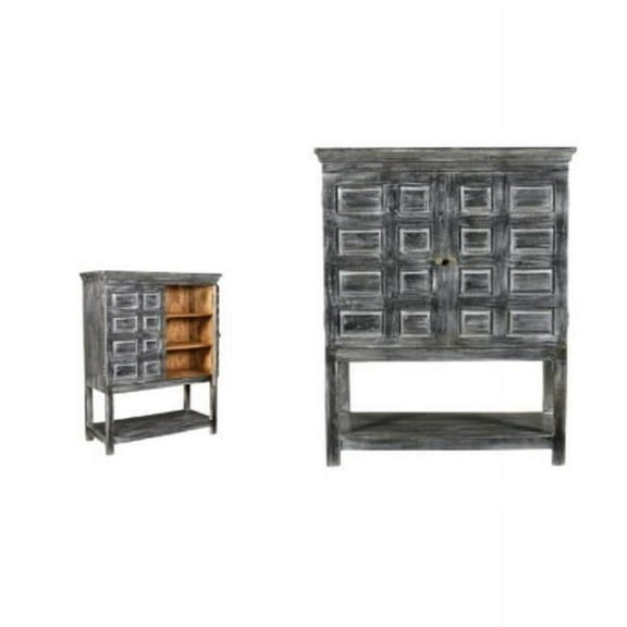 Martin Solid Wood 2 Door Tall Boy Cabinet in Distressed Gray