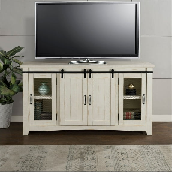 Martin Svensson Home Rustic Solid Wood Aspen TV Stand, Antique White