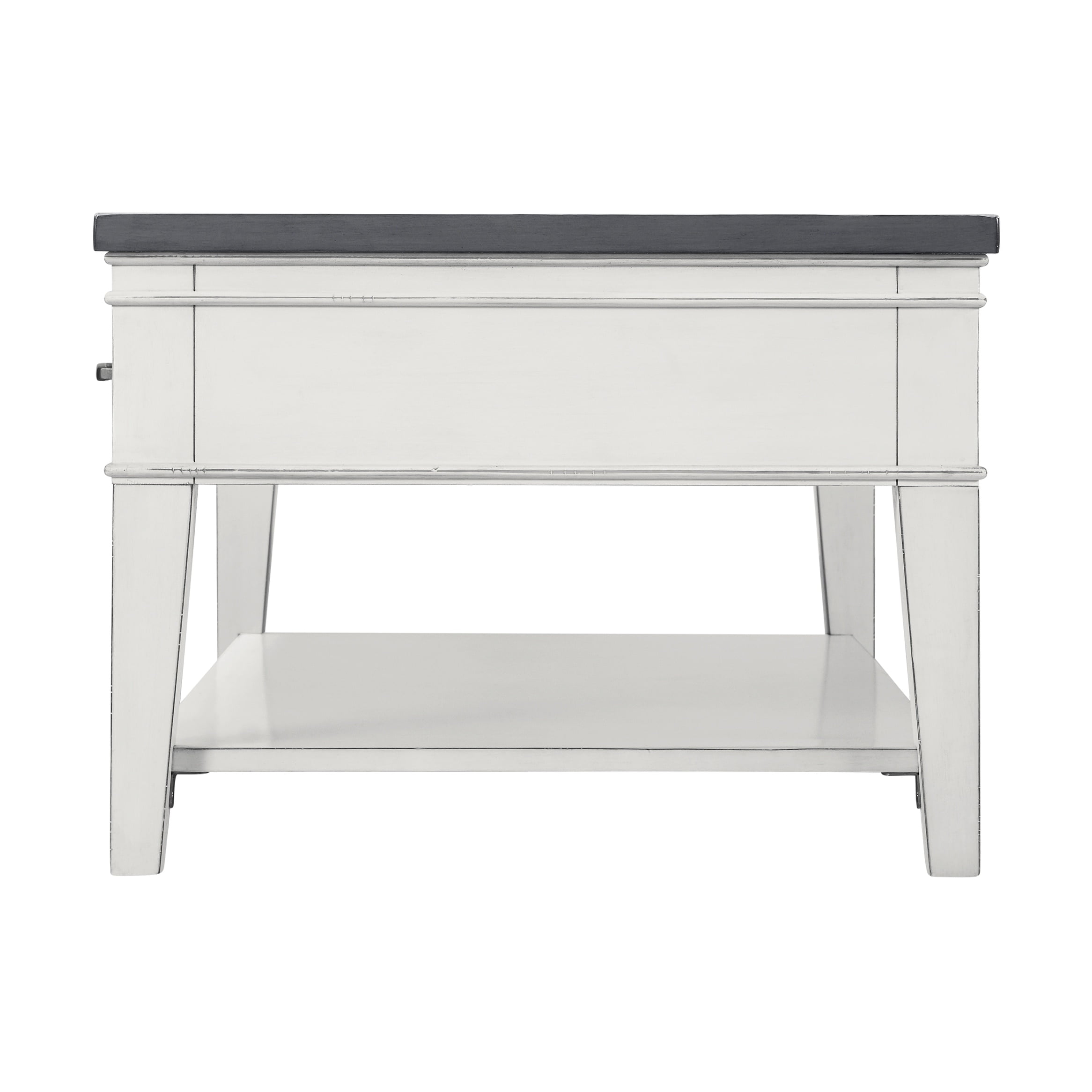 Antique White and Grey Rectangular Wood Coffee Table with Storage