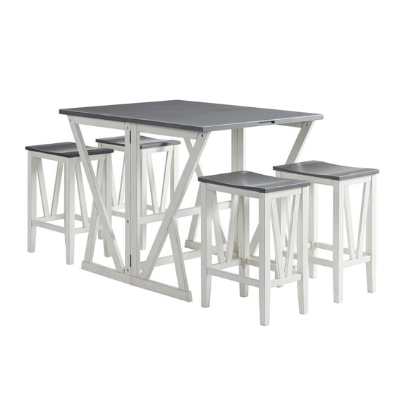Martin Svensson Home Del Mar 5 Piece Table and Stool Set White and Grey