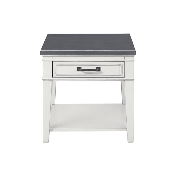 Martin Svensson Home Del Mar End Table, Antique White and Grey