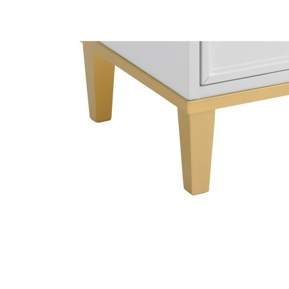 Martin Svensson Home Emma 2 Drawer White and Gold Nightstand