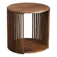 thumbnail image 1 of Martin Svensson Home Fenwick Round Slatted Solid Wood End Table in Dark Wood, 1 of 7