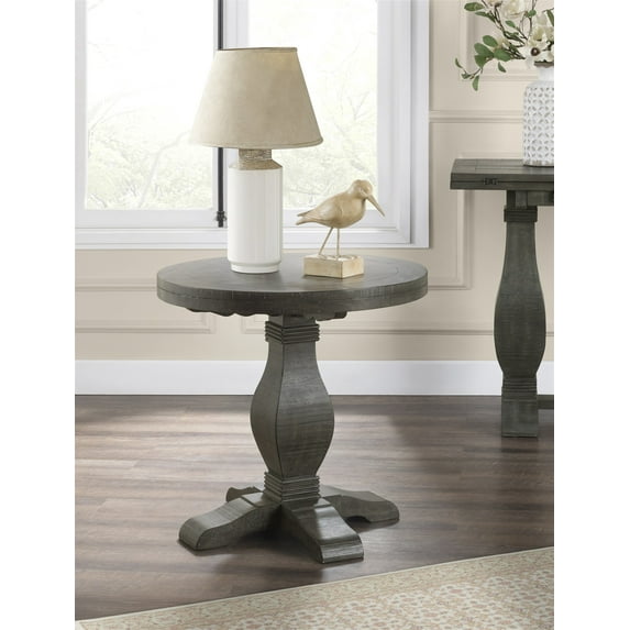 Martin Svensson Home Napa Solid Wood Round End Table Gray