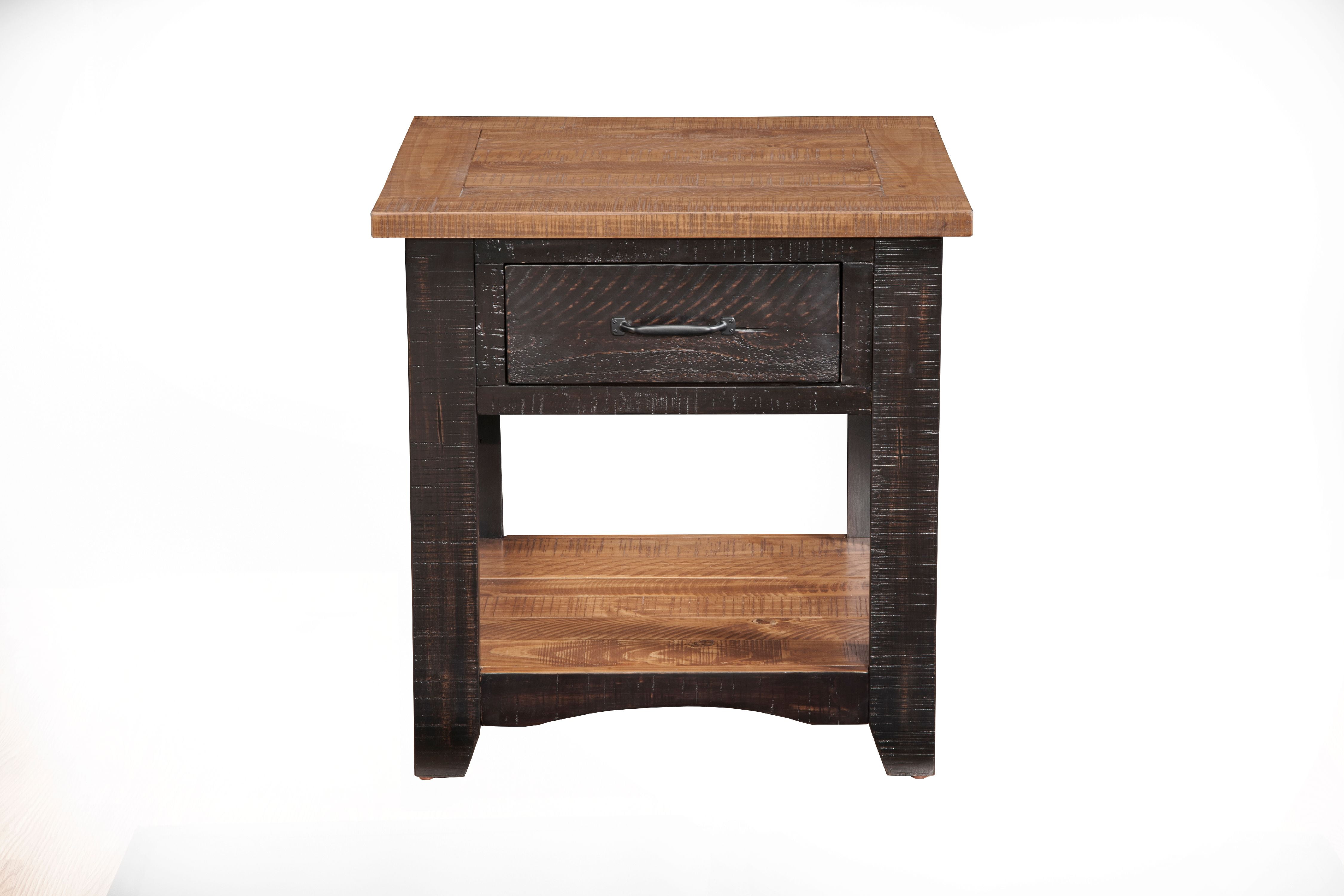 Martin Svensson Home Rustic Collection End Table Antique Black with Honey