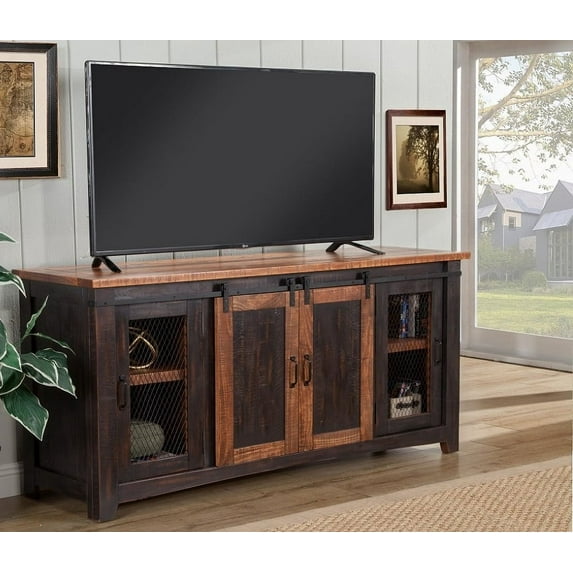 Martin Svensson Home Santa Fe 65" Solid Wood TV Stand Antique Black and Honey