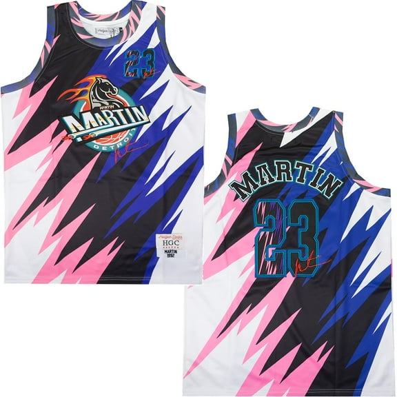 Martin TV Show Men's Headgear Classics Premium Embroidered Basketball Jersey (Small, White/Multi)