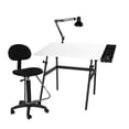 thumbnail image 1 of 4 Pc Martin Berkeley Drafting Table, Base & Chair w Tray Lamp Set (White/Black), 1 of 2