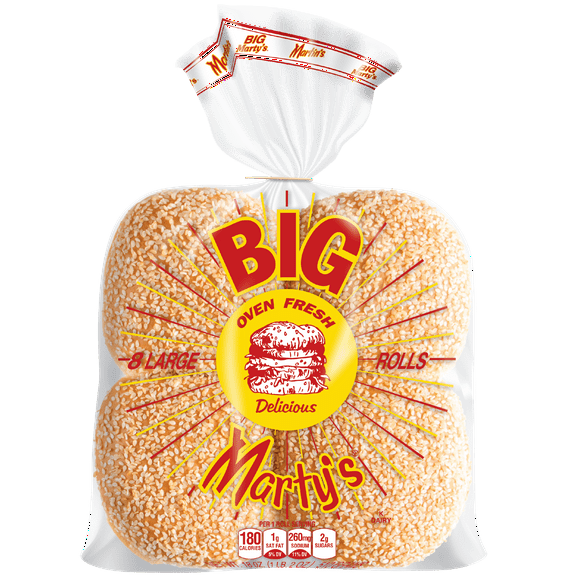 Martin's Big Marty's Rolls, 8 Count, Seeded 4 Inch Roll