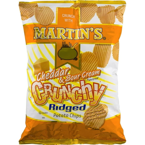 Martin's Crunchy Ridged Potato Chips Cheddar & Sour Cream Flavored, 4-Pack 8.5 oz. Bags