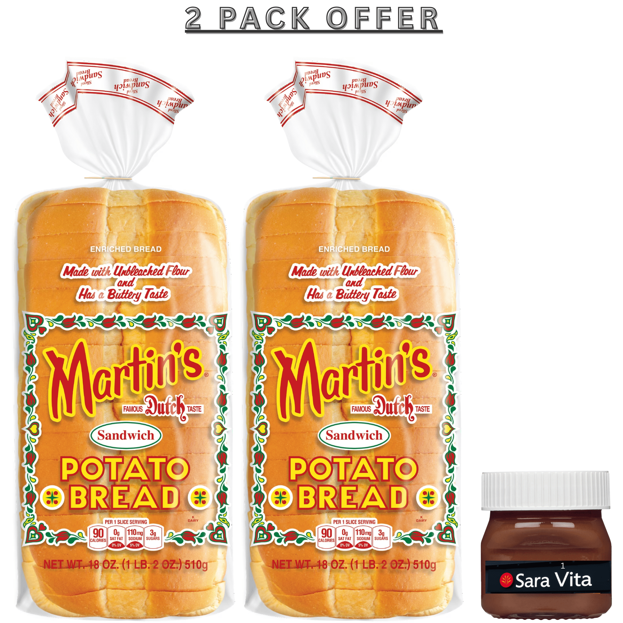 Martin's Sandwich Potato Bread Loaf, 18 Ounces, Sliced