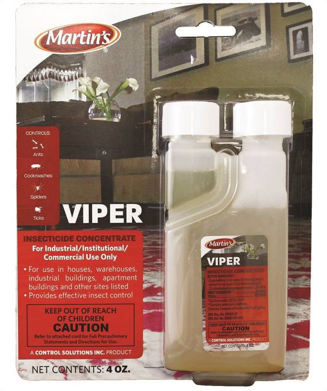 Martin's Viper Insecticide Concentrate, Residual Control of Roaches, Ants & More! - Case (6 x 4 oz Bottles) by Control Solutions, Inc.