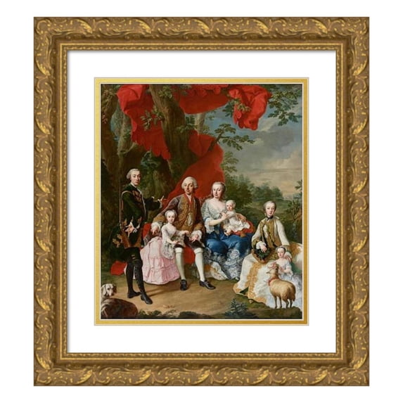 Martin van Meytens 15x17 Gold Ornate Wood Frame and Double Matted Museum Art Print Titled - The Family of Count Nikolaus Palffy Von Erdod (1760)