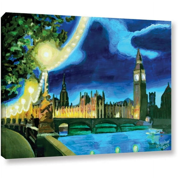 Martina Bleichner "London Big Ben and Parliament with Thames" Gallery Wrapped Canvas