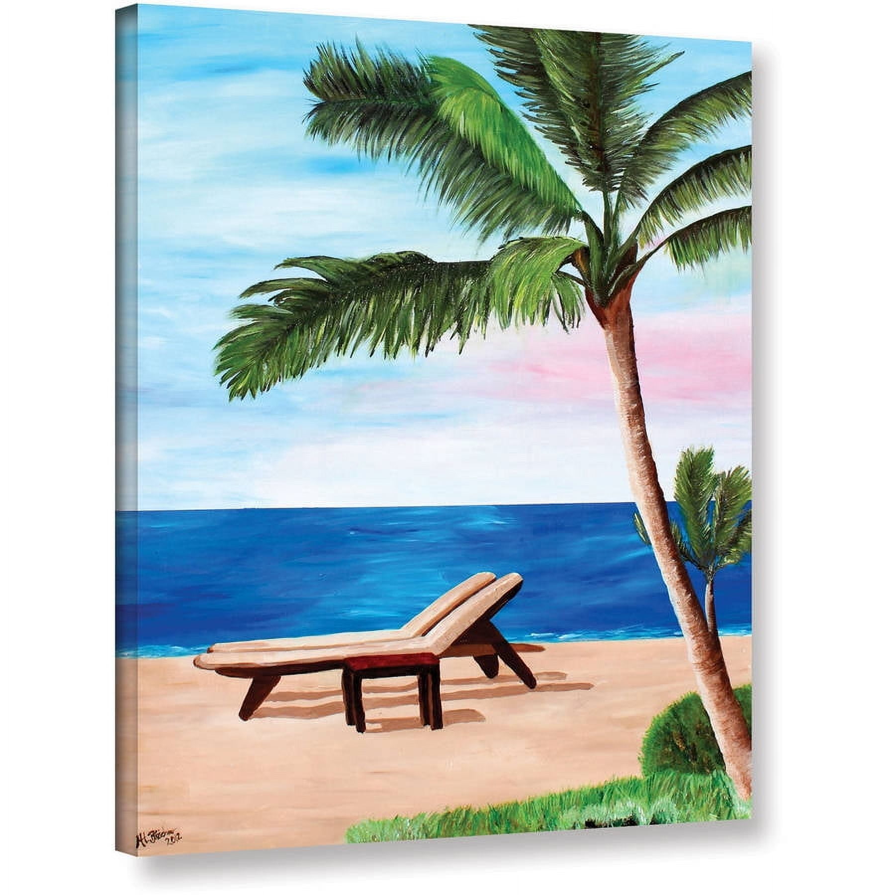Martina Bleichner "Strand Chairs on Caribbean Beach" Gallery Wrapped Canvas