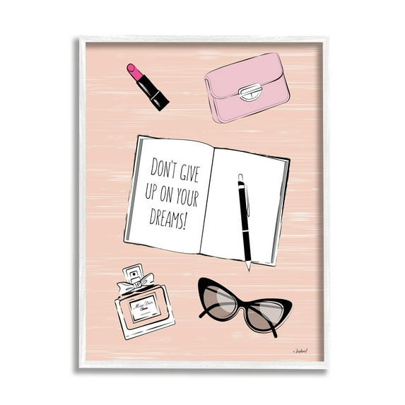 Martina Pavlova Don't Give Up Dreams Assorted Fashion Apparel Cosmetics 16" x 20" Framed Painting Art Prints by Stupell Home Décor